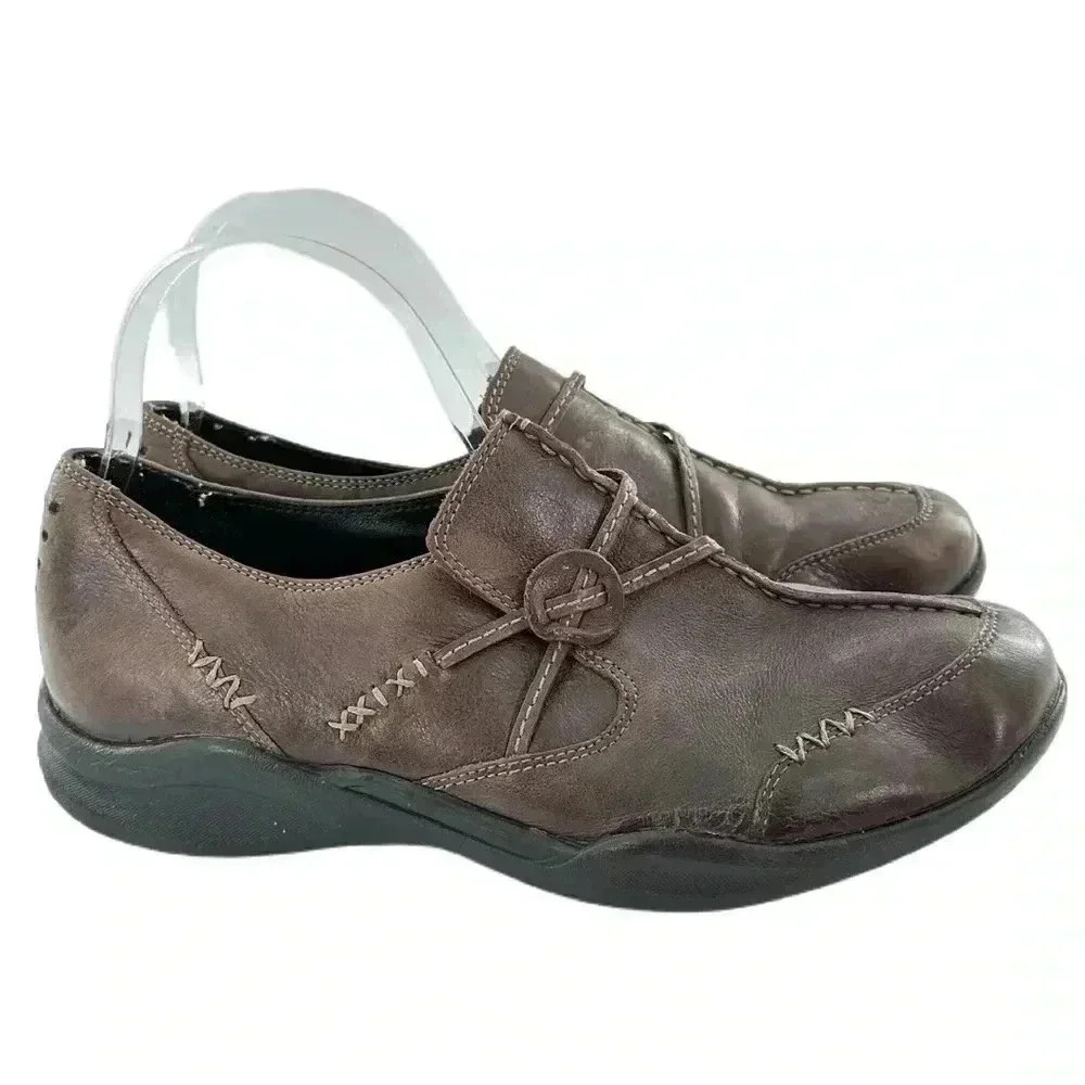 Clarks wave womens flats size 8.5 brown leather comfort walking loafers